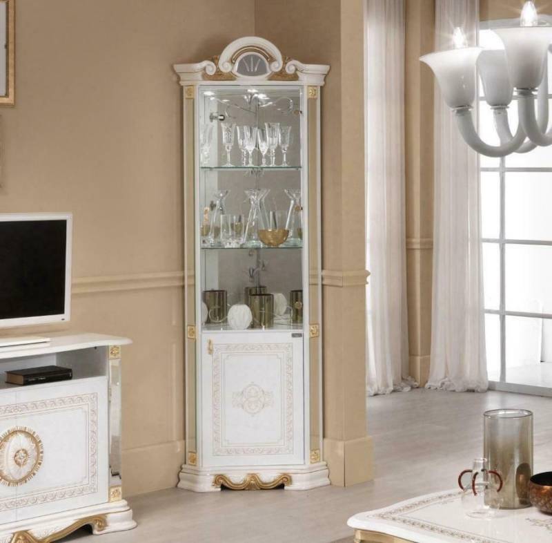Weisse Eckvitrine Glasschrank Eckvitrinen Schränke Regal Italienische Möbel von JV Möbel
