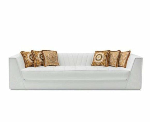 Weiße Luxus Couch Medusa mit goldenen Köpfen Sofa Dreisitzer Couchen Leder von JV Moebel