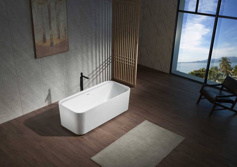 Weiße Standbadewanne Robuste Badezimmer Acryl Freistehende Badewanne von JV Möbel