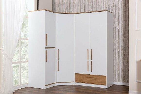 Weißer Moderner Eckkleiderschrank Kinderzimmer Möbel Edle Holzschränke von JV Moebel