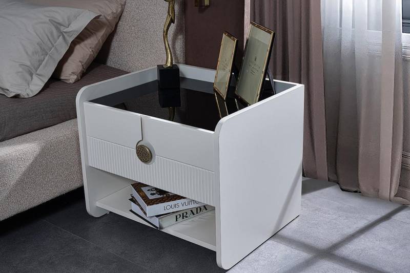 Weißer Nachttisch Designer Schlafzimmer Nachtkonsole Moderne Holz Möbel Weißer Nachttisch Designer Schlafzimmer Nachtkonsole Moderne Holz Möbel von JV Möbel