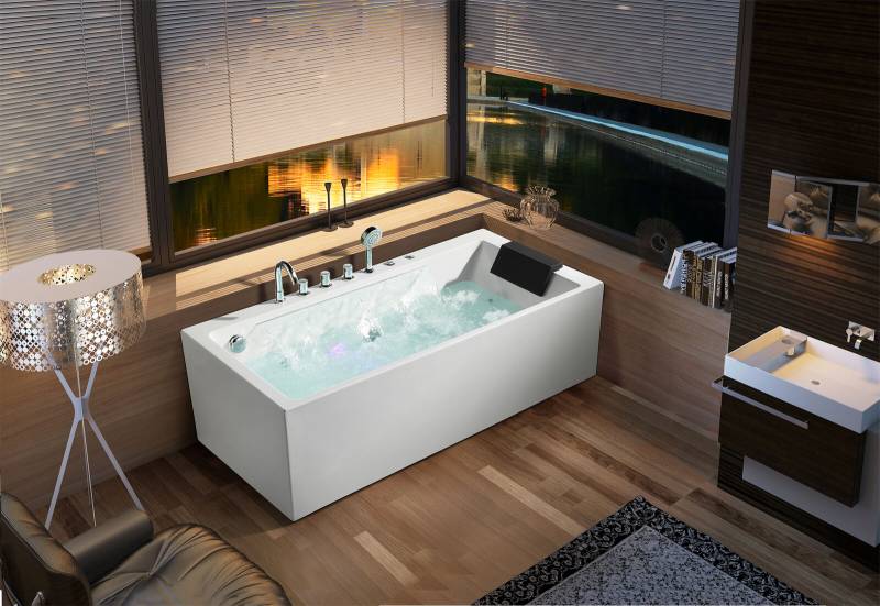Whirlpool Badewanne Spa Wannen LED-Beleuchtung Massagedüsen Sprudel von JV Möbel