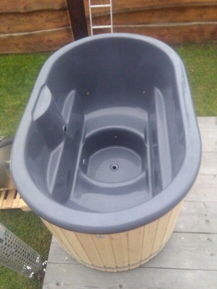 Whirlpool Pool Badefass Externer Bad Ofen Garten Fass Thermoholz Holz von JV Möbel