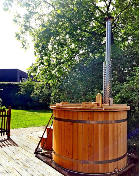 Whirlpool Pool Badefass Externer Bad Ofen Holz Garten Fass Thermoholz von JV Möbel