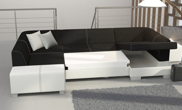 Wohnlandschaft Big XXL Schlafsofa Polster Sitz Eck Garnitur Bettfunktion Sofa von JV Möbel