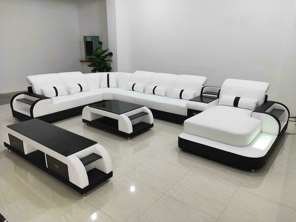 Wohnlandschaft Couch Polster Sofa Garnitur 3tlg. Set Couchtisch Sideboard Leder Wohnlandschaft Couch Polster Sofa Garnitur 3tlg. Set Couchtisch Sideboard Leder von JV Möbel