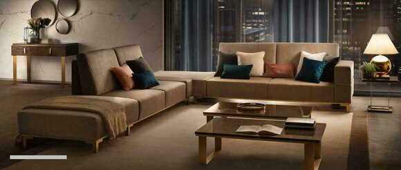Wohnlandschaft Couch Polster Textil Stoff Leder Sitz Garnitur Eck Ecksofa L-Form von JV Möbel