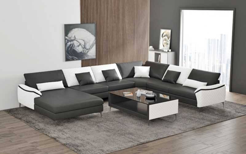 Wohnlandschaft Couchen Ledersofa Ecksofa U Form Schwarz Sofa Groß Neu von JV Möbel