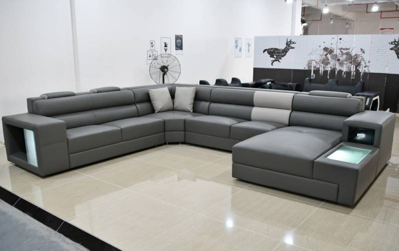 Wohnlandschaft Design Modern Leder Sofas Grau Neu Sofa U-Form Stoffsofa Couch Wohnlandschaft Design Modern Leder Sofas Grau Neu Sofa U-Form Stoffsofa Couch von JV Möbel