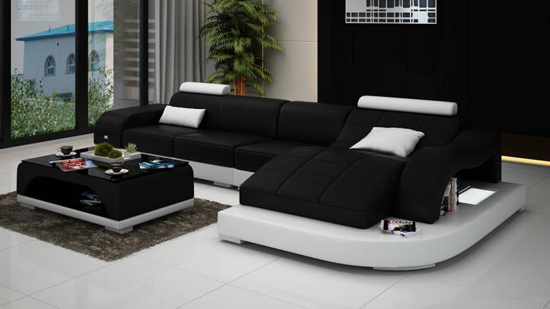 Wohnlandschaft Ecksofa Sofa mit USB Ledersofa Designersofa Sitz Polster Neu 3375 von JV Möbel