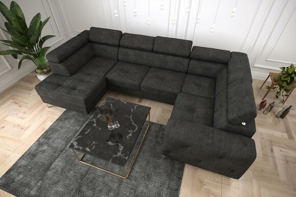 Wohnlandschaft Sofa Couch Polster Ecke Textil Kunstleder Edle Ecksofa U-Form Wohnlandschaft Sofa Couch Polster Ecke Textil Kunstleder Edle Ecksofa U-Form von JV Möbel