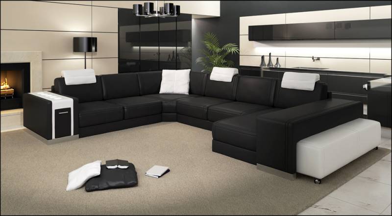 Wohnlandschaft Sofa mit USB Couch Polster Ecke XX Big Ecksofa Ledersofa Design von JV Möbel