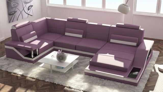 Wohnlandschaft Sofa mit USB Polster Ecksofa Garnitur Textil Stoff Leder Sofas von JV Möbel