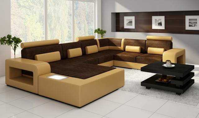 Wohnlandschaft Sofa mit USB Sofagarnitur Stoff Textil Leder Sofa mit Beleuchtung Wohnlandschaft Sofa mit USB Sofagarnitur Stoff Textil Leder Sofa mit Beleuchtung von JV Möbel