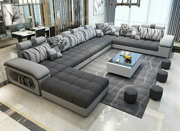 Wohnlandschaft Textil Sofa Couch Polster Couchen Sofas U Form designer Garnitur von JV Möbel