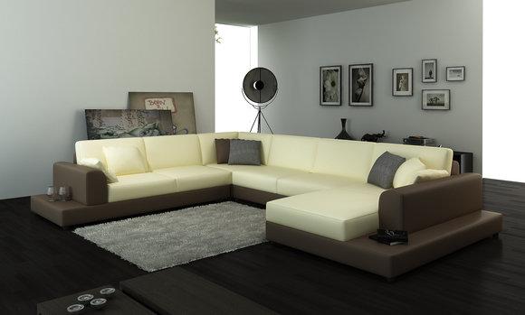 Wohnlandschaft Wohnzimmer Ecksofa Leder Sofa Couch Polster Sitz von JV Möbel