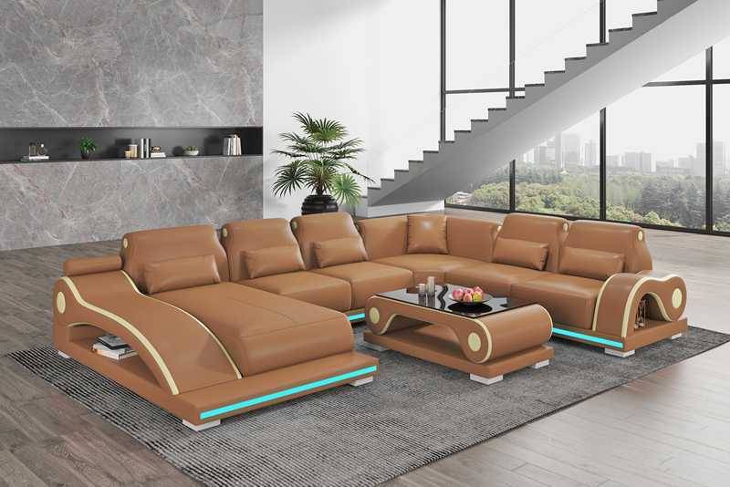 Wohnlandschaft XXL Sofa U Form Groß Ecksofa Ledersofa Braun Sofas Neu von JV Möbel