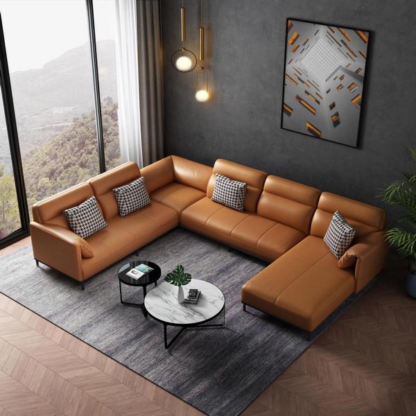 Wohnlandschaften Ecksofa Couch Garnitur Leder Polster Sitz Ecke Sofa U Form xxl von JV Möbel