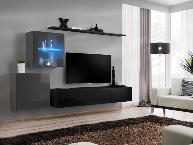 Wohnwand 2x Wandschrank Einrichtung Hochglanz Wand Regal Designer Holz Möbel von JV Möbel