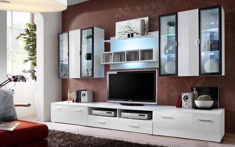 Wohnwand Designer TV-Ständer Wohnzimmer Einrichtung Holz Modern Möbel von JV Möbel