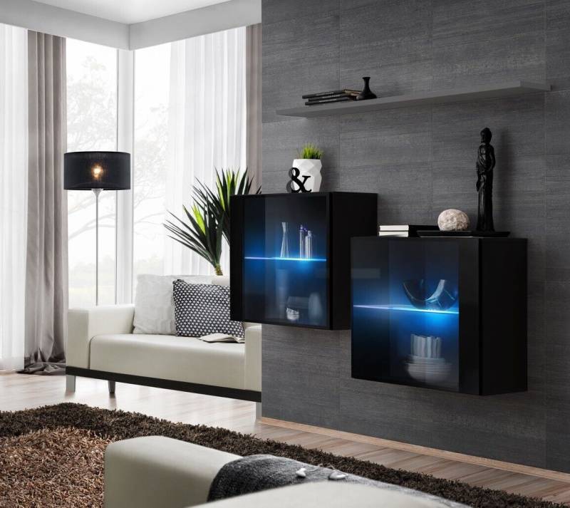 Wohnwand Holz Möbel Einrichtung Luxus Designer Komplette Set 3tlg. Wand Regal von JV Möbel