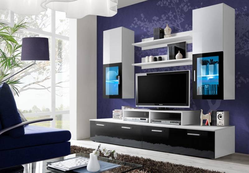 Wohnwand Komplett TV-Ständer Luxus Wandschrank Einrichtung Modern Designer von JV Möbel