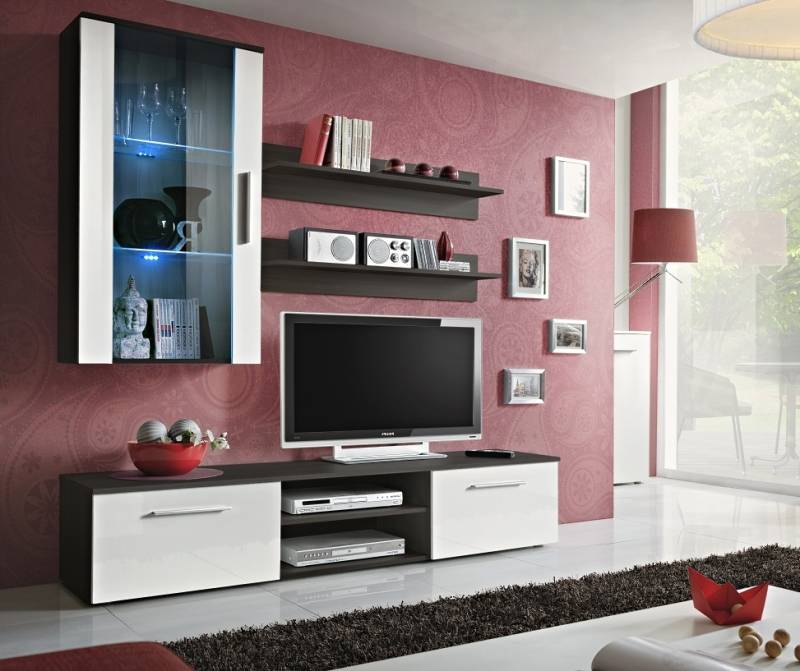Wohnwand Komplette 5tlg.Wohnzimmer Einrichtung Set Regale Wandschrank TV-Ständer von JV Möbel