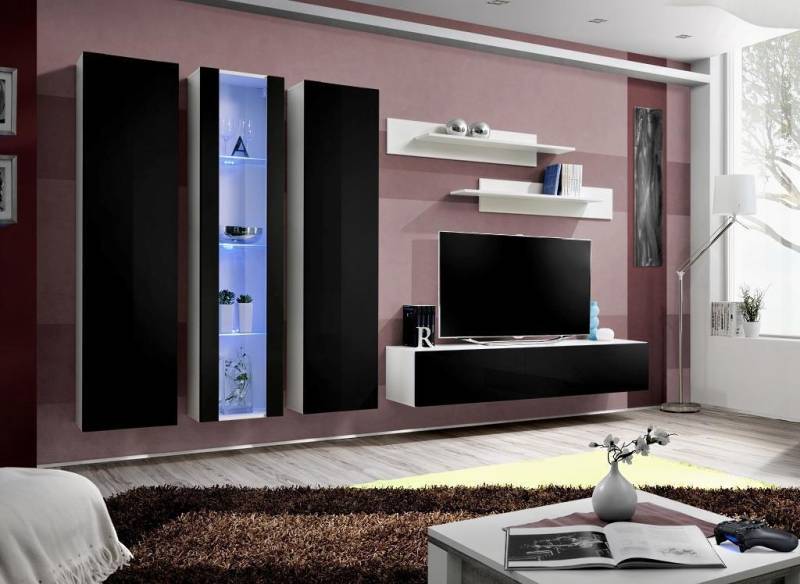 Wohnwand Luxus Wohnzimmer Möbel Komplette Set 6 tlg Designer Einrichtung von JV Möbel