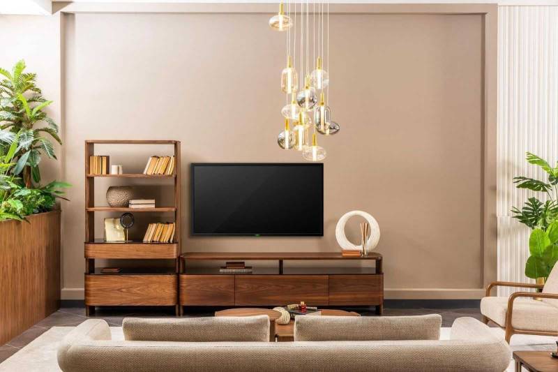 Wohnwand TV Ständer Bücherregale RTV Lowboard Sideboard Braun Holz Set von JV Möbel