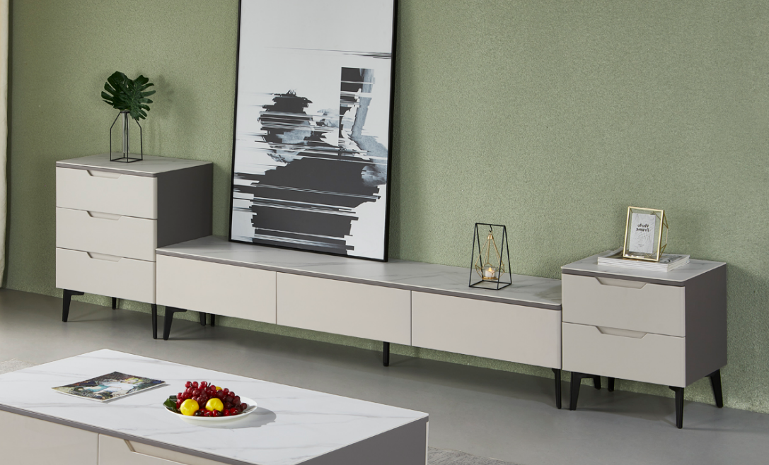 Wohnwand TV Ständer RTV Lowboard Luxus Holz Modern Grau Wohnzimmer Wohnwand TV Ständer RTV Lowboard Luxus Holz Modern Grau Wohnzimmer von JV Möbel