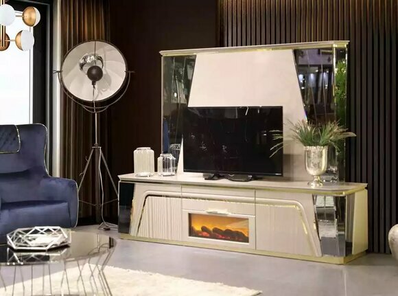 Wohnwand TV Wand Holz Modern Stil Wohnzimmer Möbel tv Ständer Luxus Einrichtung von JV Moebel