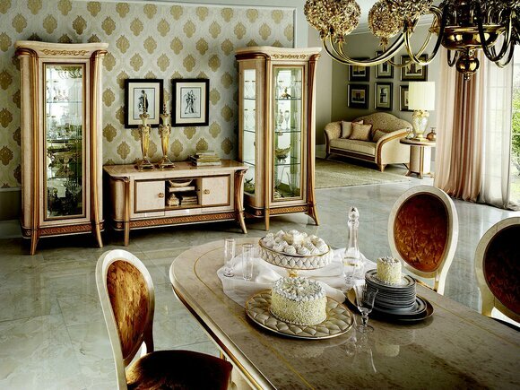 Wohnwand Vitrine Kommode Schrank sideboard Barock Rokoko jugendstil von JV Möbel
