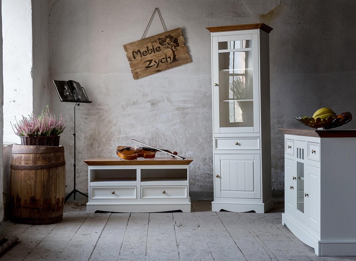 Wohnwand Vitrine Landhaus Designer Möbel 3tlg. Set Kommode RTV Sideboard Holz von JV Möbel