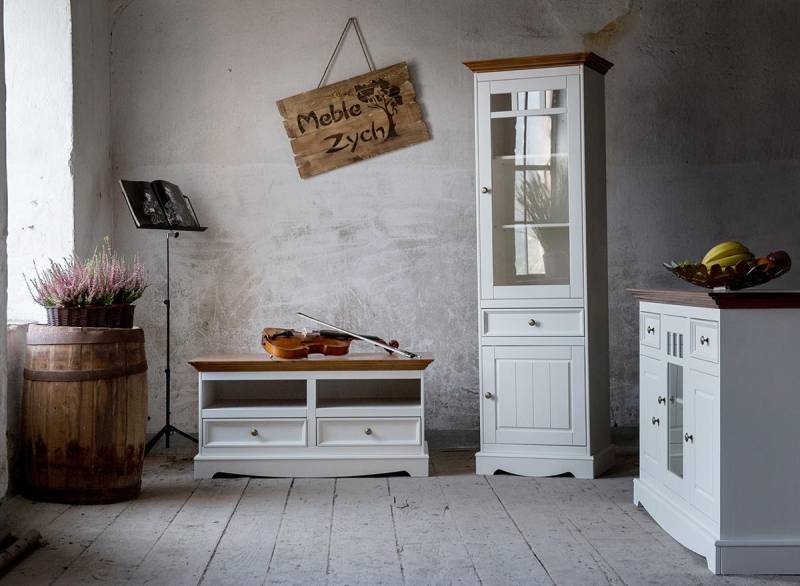 Wohnwand Vitrine Landhaus Designer Möbel 3tlg. Set Kommode RTV Sideboard Holz von JV Möbel