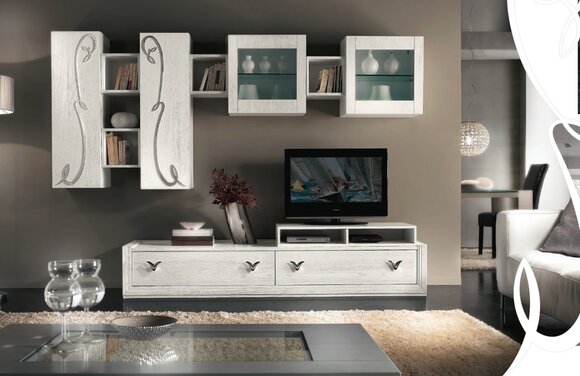 Wohnwand Vitrine rtv Sideboard Schrank Wand Moderne tv Holz Garnitur Set Möbel von JV Möbel