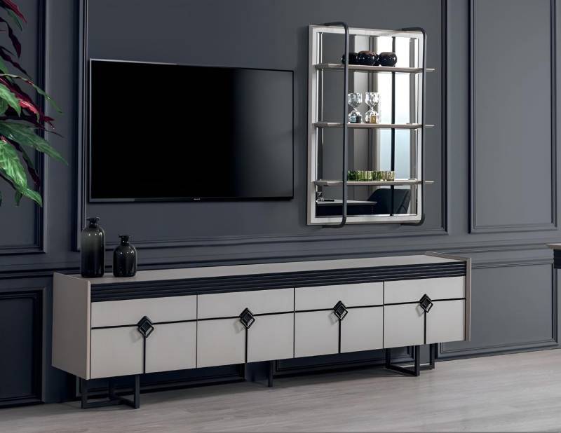 Wohnwand Wand Regale Komplett TV-Ständer Wohnzimmer Set Neu Einrichtung von JV Möbel