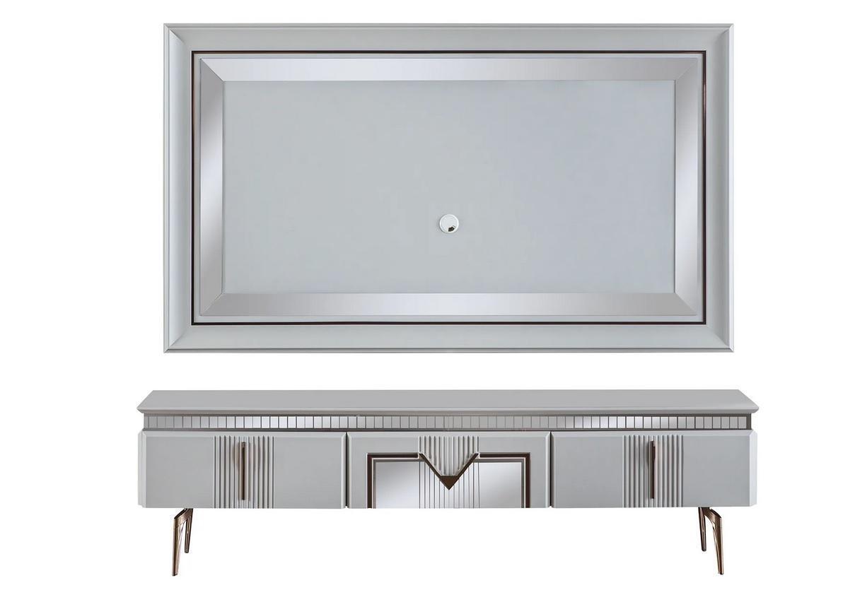 Wohnwand Wohnzimmer Grau Möbel Sideboard TV Wandpaneel Paneel 2tlg Wohnwand Wohnzimmer Grau Möbel Sideboard TV Wandpaneel Paneel 2tlg von JV Möbel