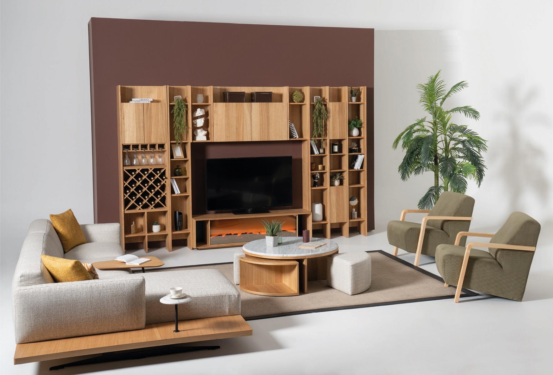 Wohnwand mit Elektro Kamin Wohnwände Ecksofa Sessel Komplett Set 5tlg Wohnwand mit Elektro Kamin Wohnwände Ecksofa Sessel Komplett Set 5tlg von JV Möbel
