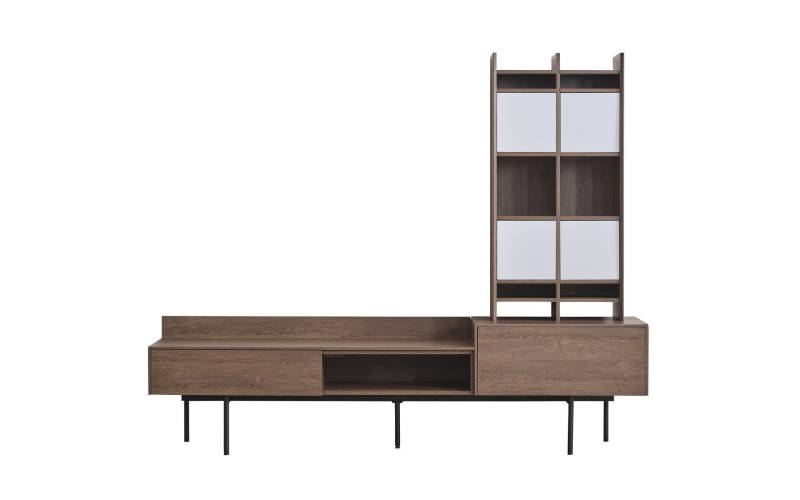 Wohnzimmer Brauner TV-Ständer Wandschrank Moderne Wohnwand Set 3tlg von JV Möbel