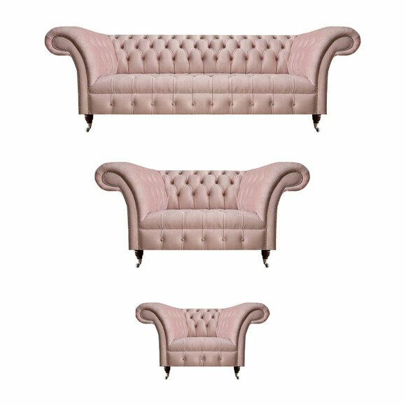 Wohnzimmer Chesterfield Möbel Rosa 3-Sitzer Designer Zweisitzer Sessel von JV Moebel