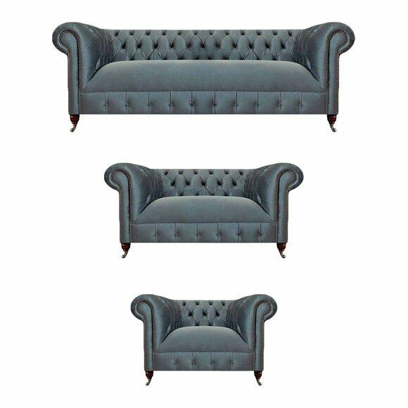 Wohnzimmer Chesterfield Sofas Graue Textilcouchen Designer Sitzgarnitur Wohnzimmer Chesterfield Sofas Graue Textilcouchen Designer Sitzgarnitur von JV Moebel