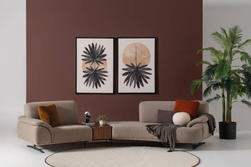 Wohnzimmer Design Sofa 5 Sitz Textil Couch Polster Sofas braun von JV Möbel