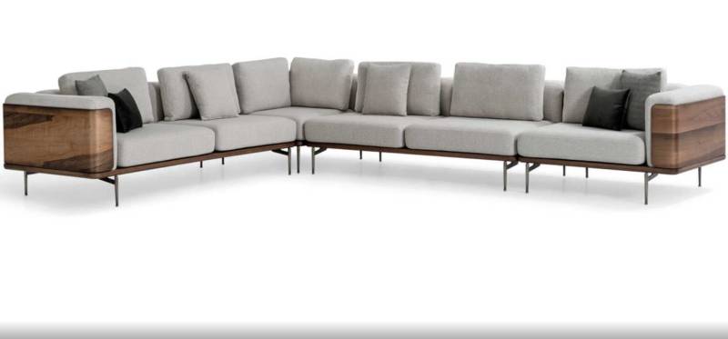 Wohnzimmer Ecksofa L-form Holz Modernen mit Luxus Designen Eckgarnitur von JV Möbel