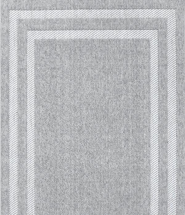 Wohnzimmer Flur Teppich Kurzflor Geometrisches Design Bordüre Design Grau von JV Möbel