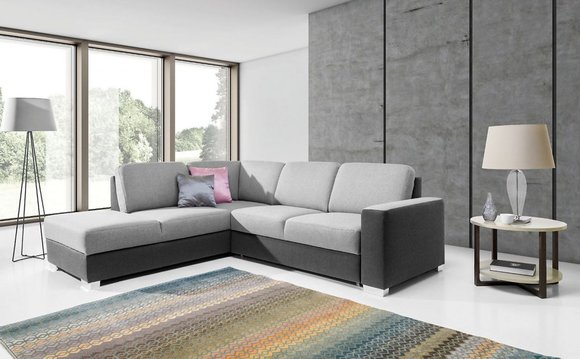 Wohnzimmer Funktions Couch Schlafsofa Sofa Polster Ecksofa Textl Sitz von JV Möbel