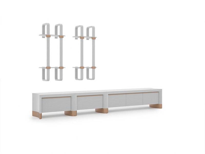 Wohnzimmer Holzmöbel TV-Ständer Design 2x Wandregale Modern Einrichtung von JV Möbel