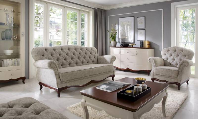 Wohnzimmer Komplett 4tlg Sofas Set 3+1 Sofagarnitur Sideboard Möbel Couchtisch von JV Möbel