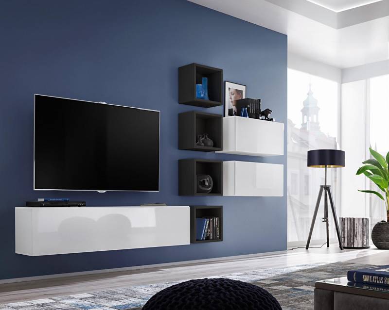 Wohnzimmer Komplett Wohnwand Möbel TV-Ständer Holz Designer Wandregal von JV Möbel