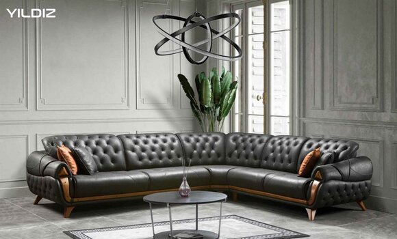 Wohnzimmer Leder Schwarz Sofa Sofas L-Form Sitz Farbe Ecksofa Couch von JV Möbel