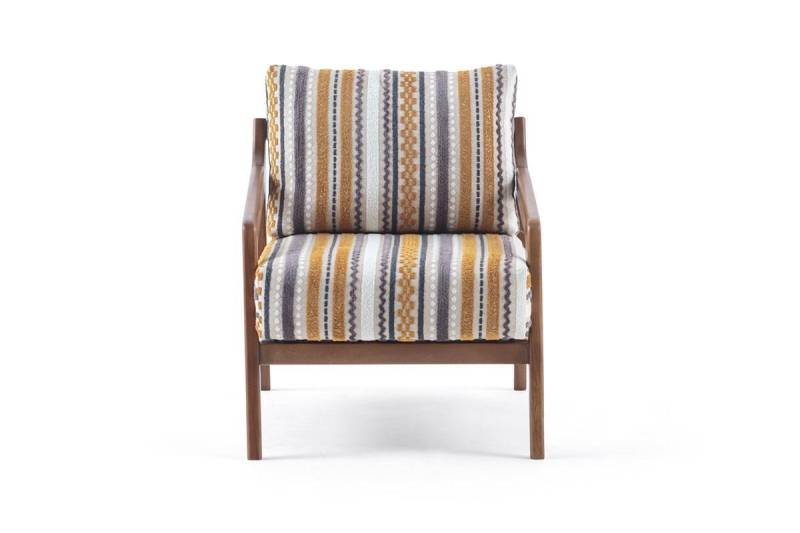Wohnzimmer Lounge Designer Modern 1-Sitzer Sofa Stoffsofa mit Kissen von JV Möbel